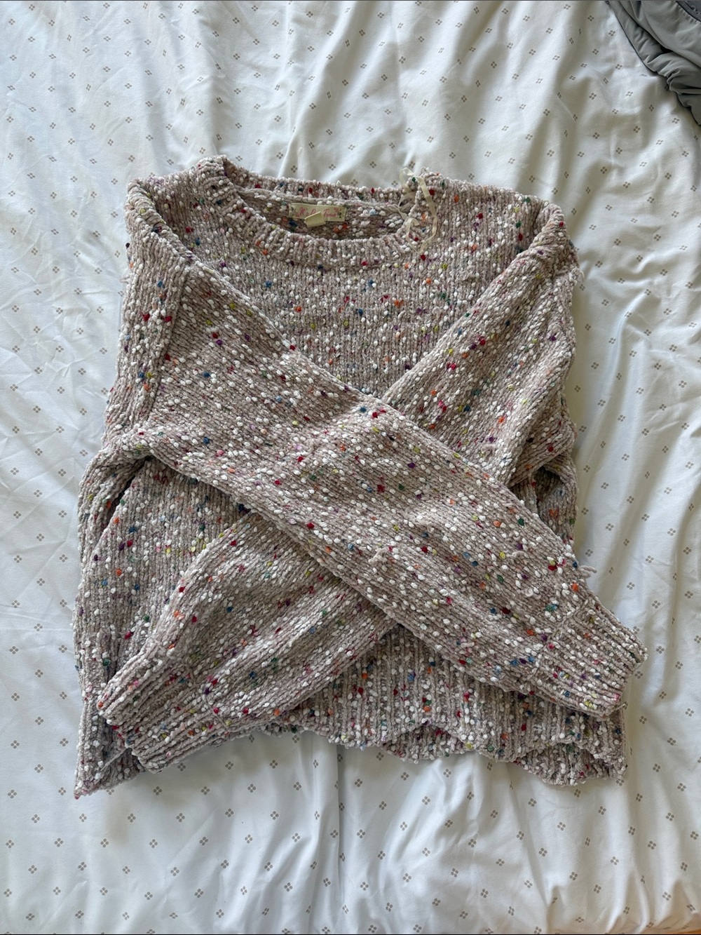 Cozy Speckled Cream Knit Sweater
